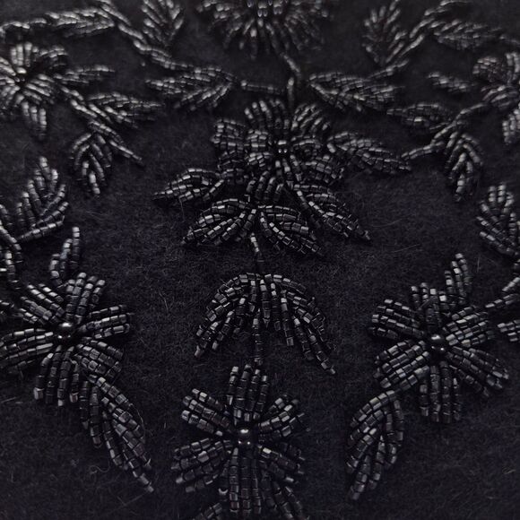 Vintage 60s Cashmere Midi Shift Dress Size M Beaded Crew Neckline Mod Sleeveless - Picture 8 of 14